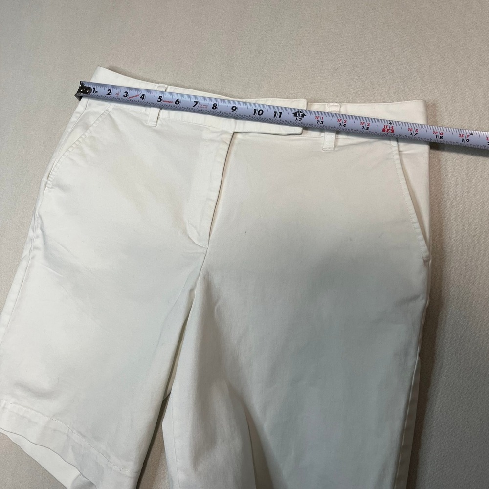 Talbots Stretch White Bermuda Shorts Cotton Blend Stretch Casual -‎ Size 12 - Picture 7 of 9